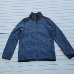 Nautica Performance Nautex Boy Navy Zip Fleece Jacket Teal Blue M (10-12)